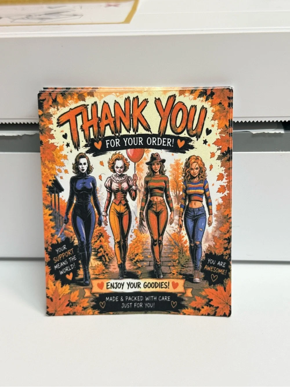 Halloween Thank You Card - Orange Autumn Design